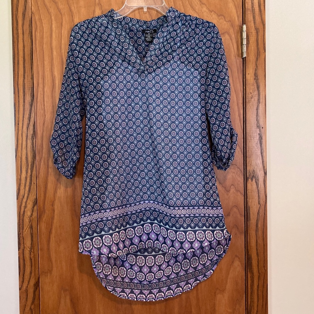 Juniors Sheer Printed Blouse W/ Camisole